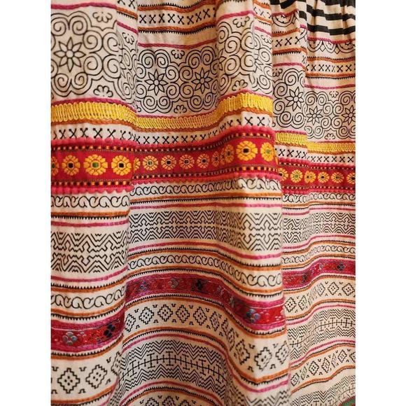 Free People! Nordic Folk Art Dress Embroidered Beaded Sweater Knit Strapless - Picture 4 of 9